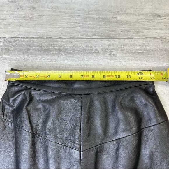 Forenza Italian Leather Black Pencil Skirt Vintage Sz 8 80s 90s High Waisted - Picture 9 of 9
